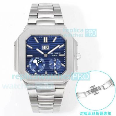 Super Clone 3K Factory Patek Philippe Cubitus Swiss 240ps Blue Face Stainless Steel Watch 